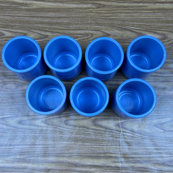 La Fermiere Glazed Terra Cotta Yogurt Pots Planters Periwinkle Blue - Set of 7 - Picture 3 of 6